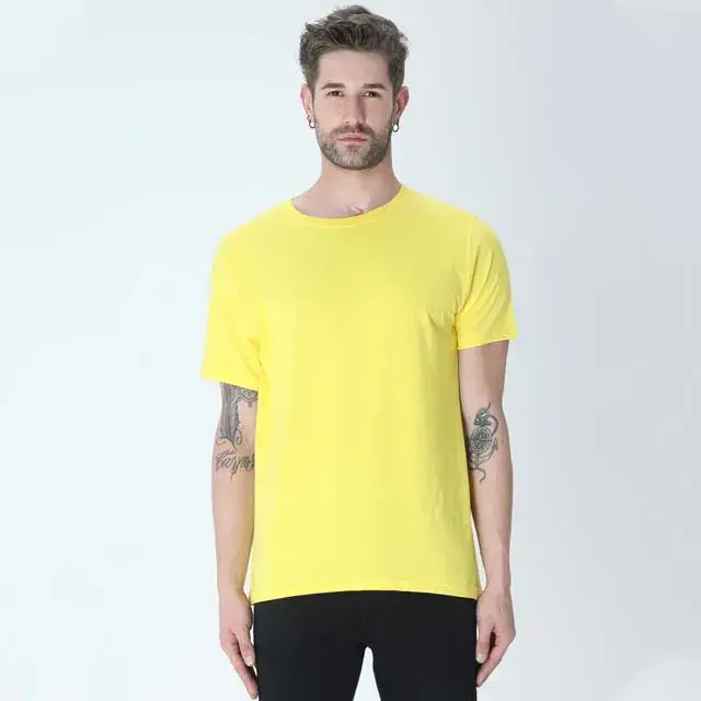 new-yellow-mens-tshirt Unisex Men's Plain Round Neck T-shirt Set 3