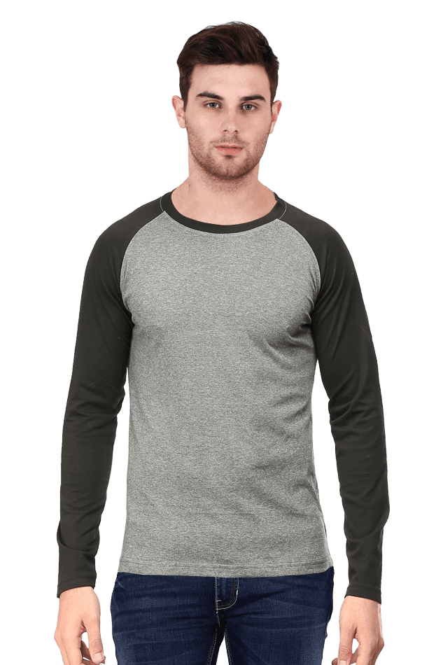 Black Charcoal Melange Men's Raglan T-shirt