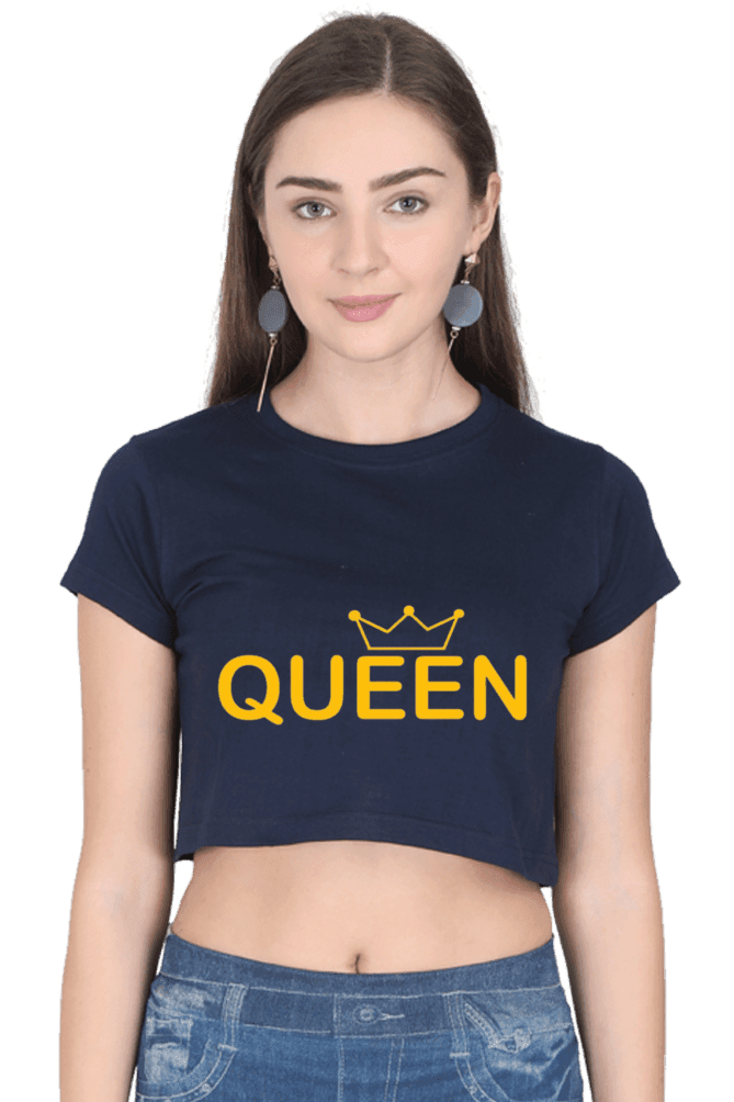 Navy Blue Women's Queen Crop Top