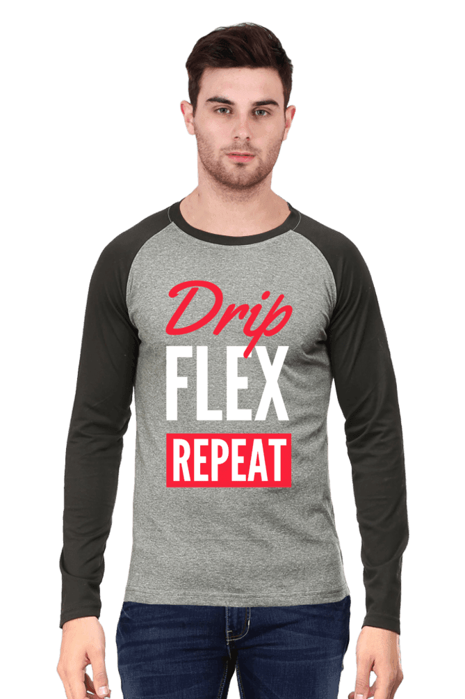 Black Charcoal Melange Men's Drip Flex Repeat Raglan T-shirt