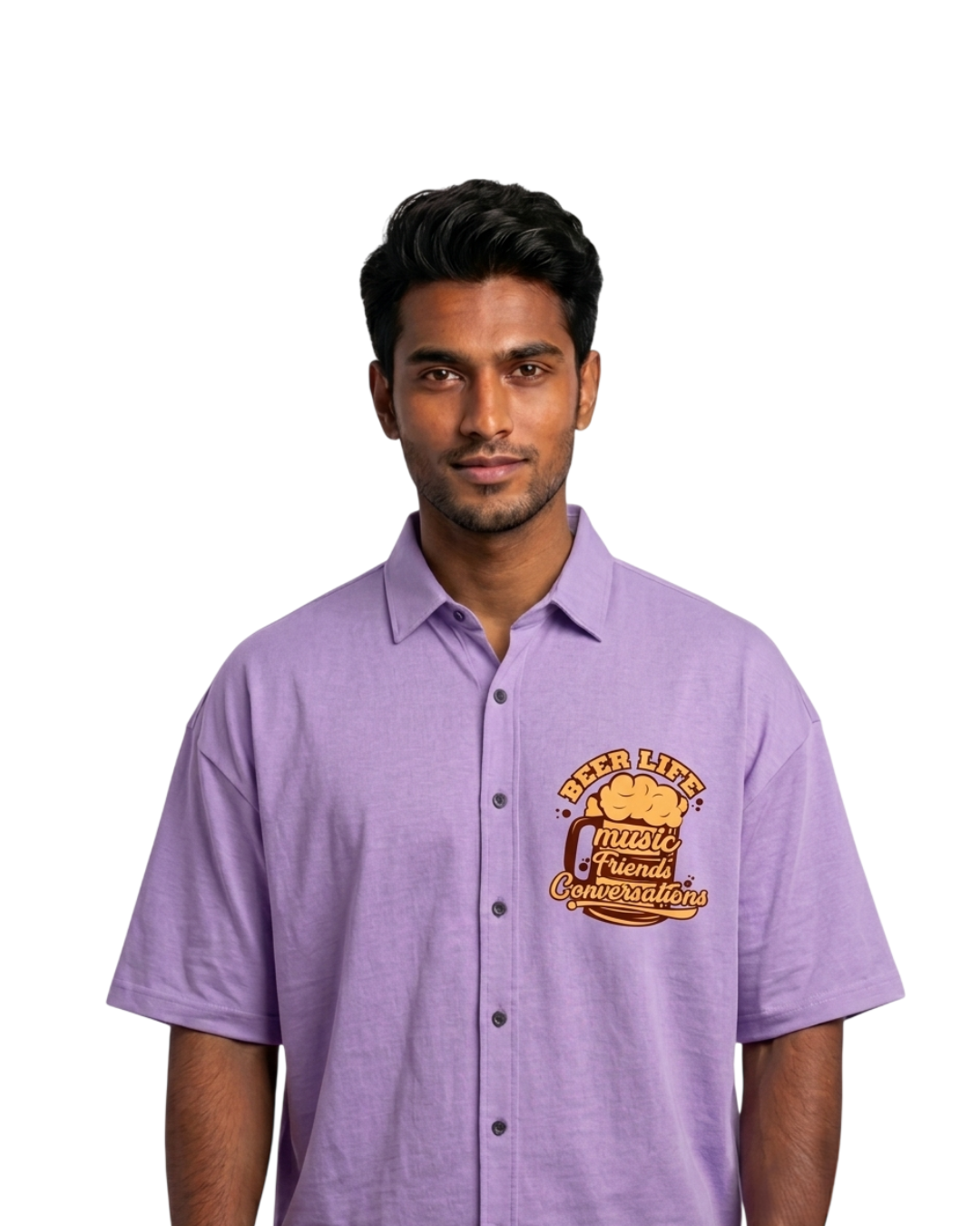 Beer Friends & Conversations Cotton Unisex Oversized Shirt